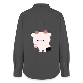 J’ai essayé Cow Coffee Run - Chemise Oxford Femme - charbon - Dos - AI Model Female 172 light (172cm)