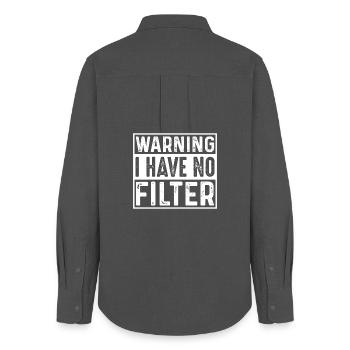 Warning: No Filter Attitude Graphic - Women's Oxford Shirt - anthracite - Back - AI Model Female 172 light (172cm)