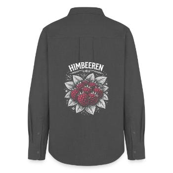 Raspberries Illustration Pink Print - Women's Oxford Shirt - anthracite - Back - AI Model Female 172 light (172cm)