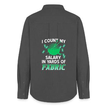 Salary in Yards of Fabric Funny Sewing Humor - Women's Oxford Shirt - anthracite - Back - AI Model Female 172 light (172cm)