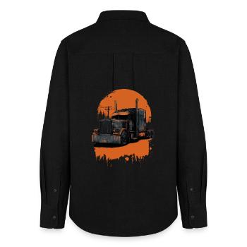 Truck in orange shade - Women's Oxford Shirt - black - Back - AI Model Female 172 light (172cm)
