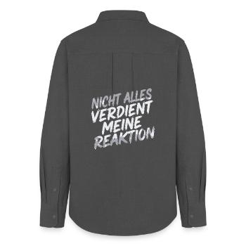 Null Reaktion - ist mir egal - Frauen Oxford Hemd - Anthrazit - Hinten - AI Model Female 172 light (172cm)