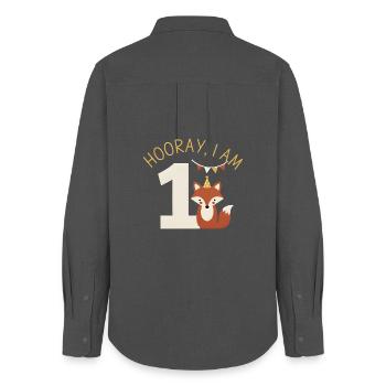 Hooray I'm 1 Sweet Fox Birthday - Women's Oxford Shirt - anthracite - Back - AI Model Female 172 light (172cm)