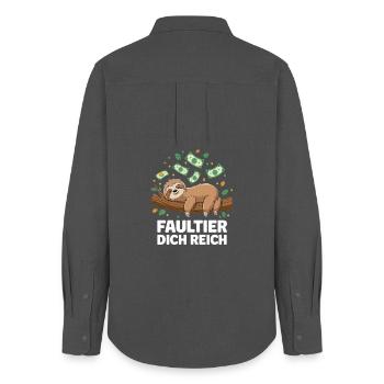 Sloth You Rich Funny Sloth Money Motif - Women's Oxford Shirt - anthracite - Back - AI Model Female 172 light (172cm)