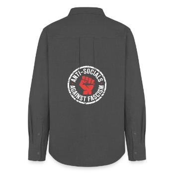 Antisoziale Antifa – Antifa-Logo - Frauen Oxford Hemd - Anthrazit - Hinten - AI Model Female 172 light (172cm)
