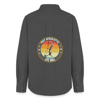 Archery Post Apocalyptic Life Skill - Women's Oxford Shirt - anthracite - Back - AI Model Female 172 light (172cm)