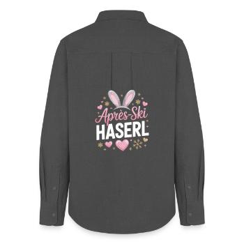 Apres Ski Haserl Hüttengaudi Skifahrerin Skihaserl - Frauen Oxford Hemd - Anthrazit - Hinten - AI Model Female 172 light (172cm)