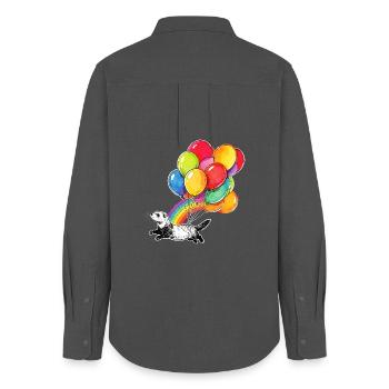 Ballons Furet et arc-en-ciel - Chemise Oxford Femme - charbon - Dos - AI Model Female 172 light (172cm)