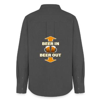BEER IN - BEER OUT - Frauen Oxford Hemd - Anthrazit - Hinten - AI Model Female 172 light (172cm)
