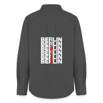 TOUR DE TÉLÉVISION DE BERLIN, ALEX POINT DE REPÈRE DIT EST BERLIN - Chemise Oxford Femme - charbon - Dos - AI Model Female 172 light (172cm)