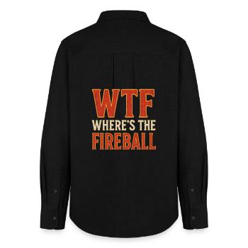 C’est quoi ce truc : Où est l’humour de la boule de feu - Chemise Oxford Femme - noir - Dos - AI Model Female 172 light (172cm)