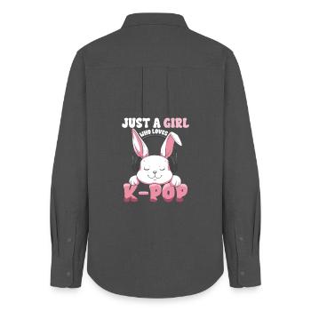 K-Pop Bunny with Headphones - Women's Oxford Shirt - anthracite - Back - AI Model Female 172 light (172cm)