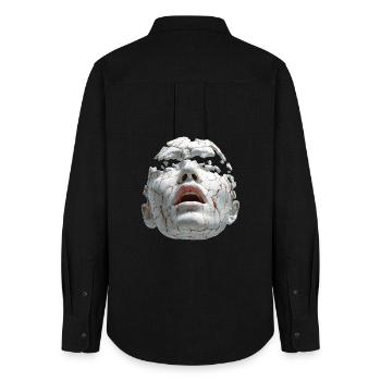 Masque en porcelaine brisée - Chemise Oxford Femme - noir - Dos - AI Model Female 172 light (172cm)