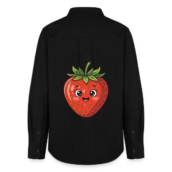 Fraise avec visage Fruit Drôle Mignon Mignon - Chemise Oxford Femme - noir - Dos - AI Model Female 172 light (172cm)