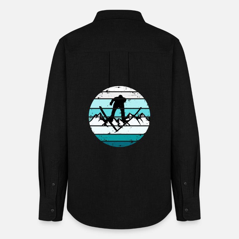 Ski Retro Sunset Ski Sport Invernali - Camicia Oxford da donna - nero