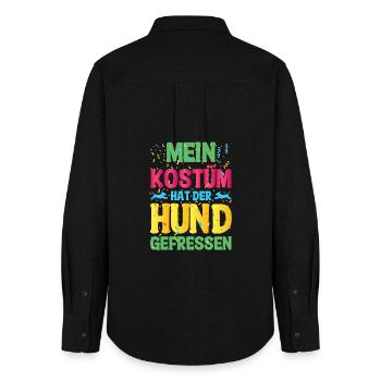 Kostüm Hund gefressen – Shirt für Faschingsmuffel - Frauen Oxford Hemd - Schwarz - Hinten - AI Model Female 172 light (172cm)