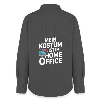 Kostüm Ist Im Homeoffice Karneval Fasching Büro - Frauen Oxford Hemd - Anthrazit - Hinten - AI Model Female 172 light (172cm)