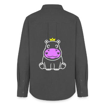 Nilpferd mit Krone Prinz Prinzessin - Frauen Oxford Hemd - Anthrazit - Hinten - AI Model Female 172 light (172cm)