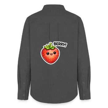 Berry Stickers Kawaii Style - Women's Oxford Shirt - anthracite - Back - AI Model Female 172 light (172cm)
