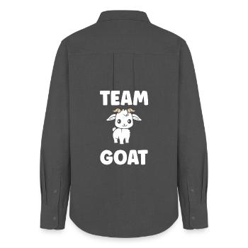 Team Goat Illustration Mignon - Chemise Oxford Femme - charbon - Dos - AI Model Female 172 light (172cm)