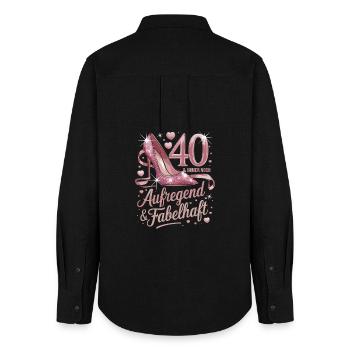  40 & Immer Noch Aufregend & Fabelhaft Pinke High - Frauen Oxford Hemd - Schwarz - Hinten - AI Model Female 172 light (172cm)