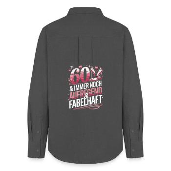  60 Und Immer Noch Aufregend Und Fabelhaft Zum 60 - Frauen Oxford Hemd - Anthrazit - Hinten - AI Model Female 172 light (172cm)