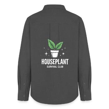Houseplant Survival Club Plants - Women's Oxford Shirt - anthracite - Back - AI Model Female 172 light (172cm)