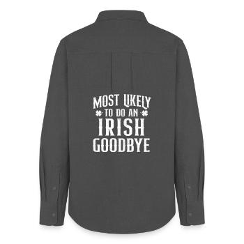 Le plus probable pour faire un adieu irlandais à St Pats - Chemise Oxford Femme - charbon - Dos - AI Model Female 172 light (172cm)