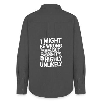 Might Be Wrong But Highly Unlikely Know-It-All - Women's Oxford Shirt - anthracite - Back - AI Model Female 172 light (172cm)