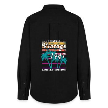 Born in 1941 - Women's Oxford Shirt - black - Back - AI Model Female 172 light (172cm)