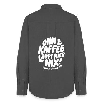Rien ne marche ici sans café - Chemise Oxford Femme - charbon - Dos - AI Model Female 172 light (172cm)