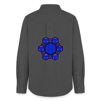 Festival Wear Trance Goa Rave Techno Party Mandala - Women's Oxford Shirt - anthracite - Back - AI Model Female 172 light (172cm)