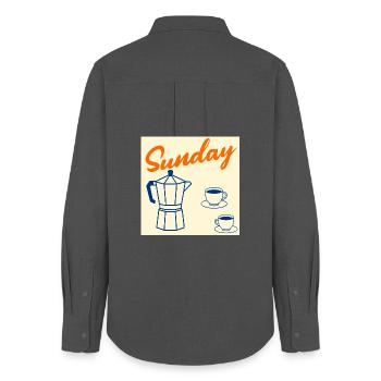 Sunday Coffee Couple - Women's Oxford Shirt - anthracite - Back - AI Model Female 172 light (172cm)