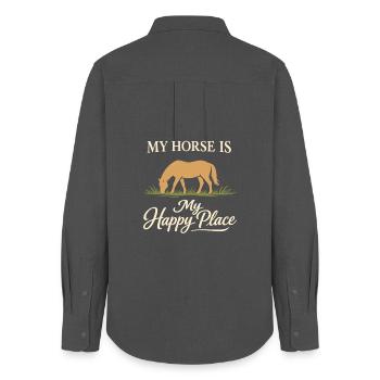 Grange d’identité équestre Horse People - Chemise Oxford Femme - charbon - Dos - AI Model Female 172 light (172cm)