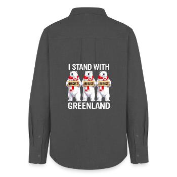 Grönlandisches Eisbären-Trio - Frauen Oxford Hemd - Anthrazit - Hinten - AI Model Female 172 light (172cm)