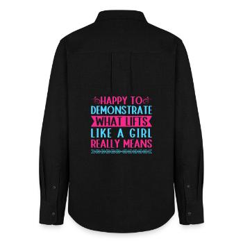 Motivation fitness Bodybuilder Montre une fille - Chemise Oxford Femme - noir - Dos - AI Model Female 172 light (172cm)