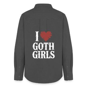 I Love Goth Girls - Women's Oxford Shirt - anthracite - Back - AI Model Female 172 light (172cm)