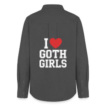 I Heart Goth Girls - Women's Oxford Shirt - anthracite - Back - AI Model Female 172 light (172cm)