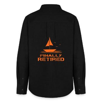 Endlich Ruhestand Segelboot Orange Rente Rentner - Frauen Oxford Hemd - Schwarz - Hinten - AI Model Female 172 light (172cm)
