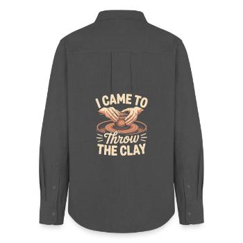 Pottery Addict Clay Art Creative Motif - Women's Oxford Shirt - anthracite - Back - AI Model Female 172 light (172cm)