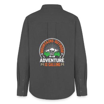Mountains - Adventure is Calling - Women's Oxford Shirt - anthracite - Back - AI Model Female 172 light (172cm)