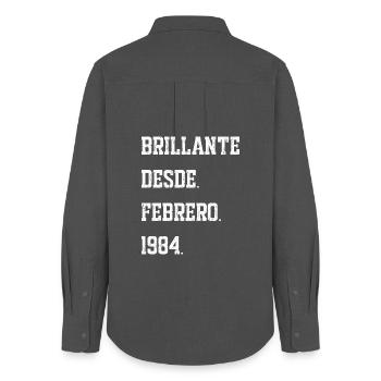 Date de naissance : février 1984 - Chemise Oxford Femme - charbon - Dos - AI Model Female 172 light (172cm)