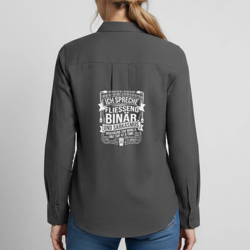 Coding Binary Coffee Sarcasm Women's Oxford Shirt