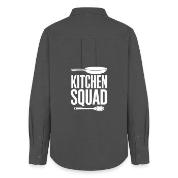  Kitchen Squad Kochteam Küchencrew Hobbyköche - Frauen Oxford Hemd - Anthrazit - Hinten - AI Model Female 172 light (172cm)