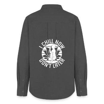 Pilates Enthusiasts I Chill Now Don ́t Later - Women's Oxford Shirt - anthracite - Back - AI Model Female 172 light (172cm)