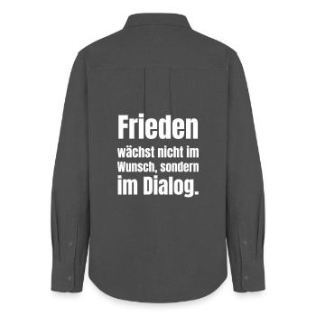 Dialog für Frieden Zitat Design - Frauen Oxford Hemd - Anthrazit - Hinten - AI Model Female 172 light (172cm)