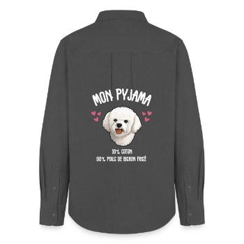 Pyjama Poils de Bichon - Chemise Oxford Femme - charbon - Dos - AI Model Female 172 light (172cm)
