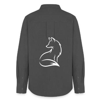 Fuchs Silhouette - Wildtier Line Art Natur Design - Frauen Oxford Hemd - Anthrazit - Hinten - AI Model Female 172 light (172cm)
