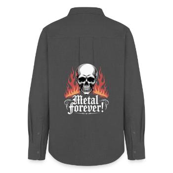 Metal Forever Skull Flame - Women's Oxford Shirt - anthracite - Back - AI Model Female 172 light (172cm)