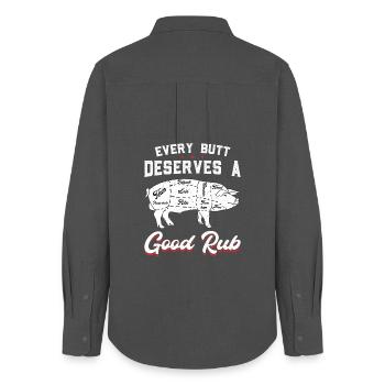Every Butt Deserves a Good Rub - Frauen Oxford Hemd - Anthrazit - Hinten - AI Model Female 172 light (172cm)